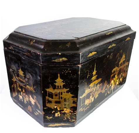 antique asian metal covered wood box|Antique Asian Box .